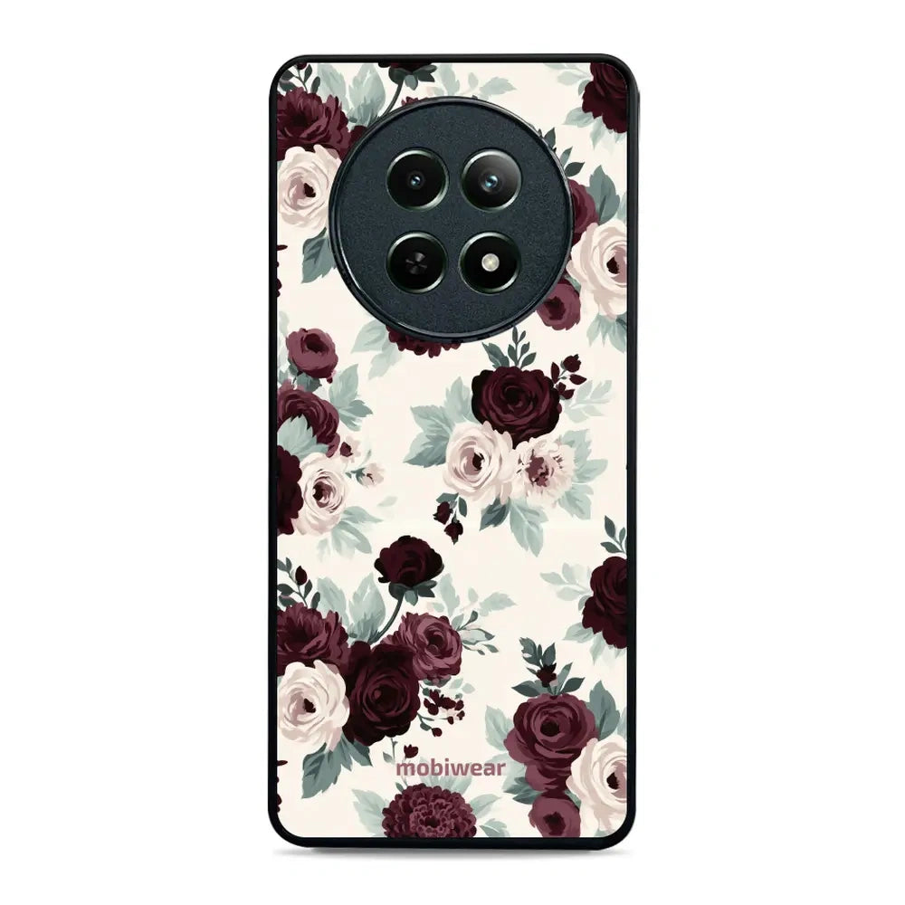 Handyhülle für realme 12, Mobiwear Glossy Case, Rosen mit Salbei auf Creme