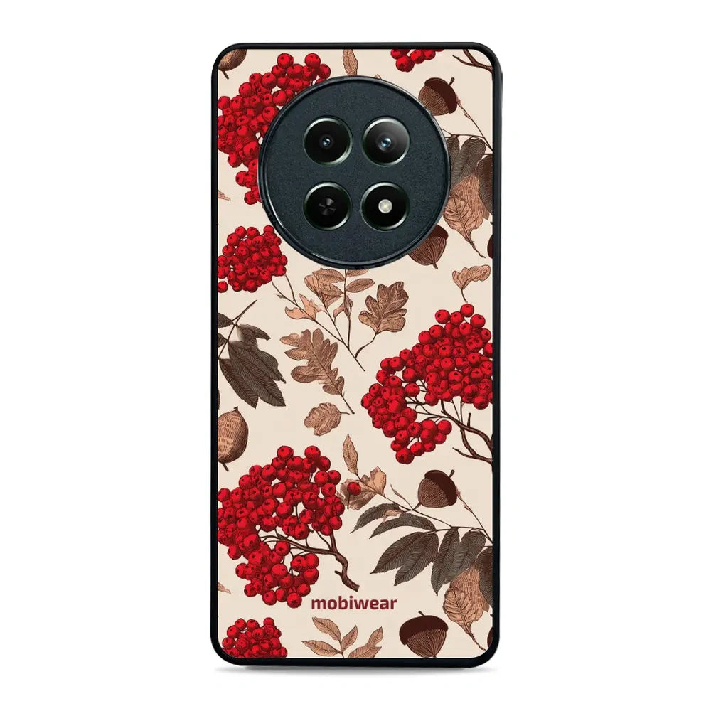 Handyhülle für realme 12, Mobiwear Glossy Case, Vogelbeeren auf Ecru
