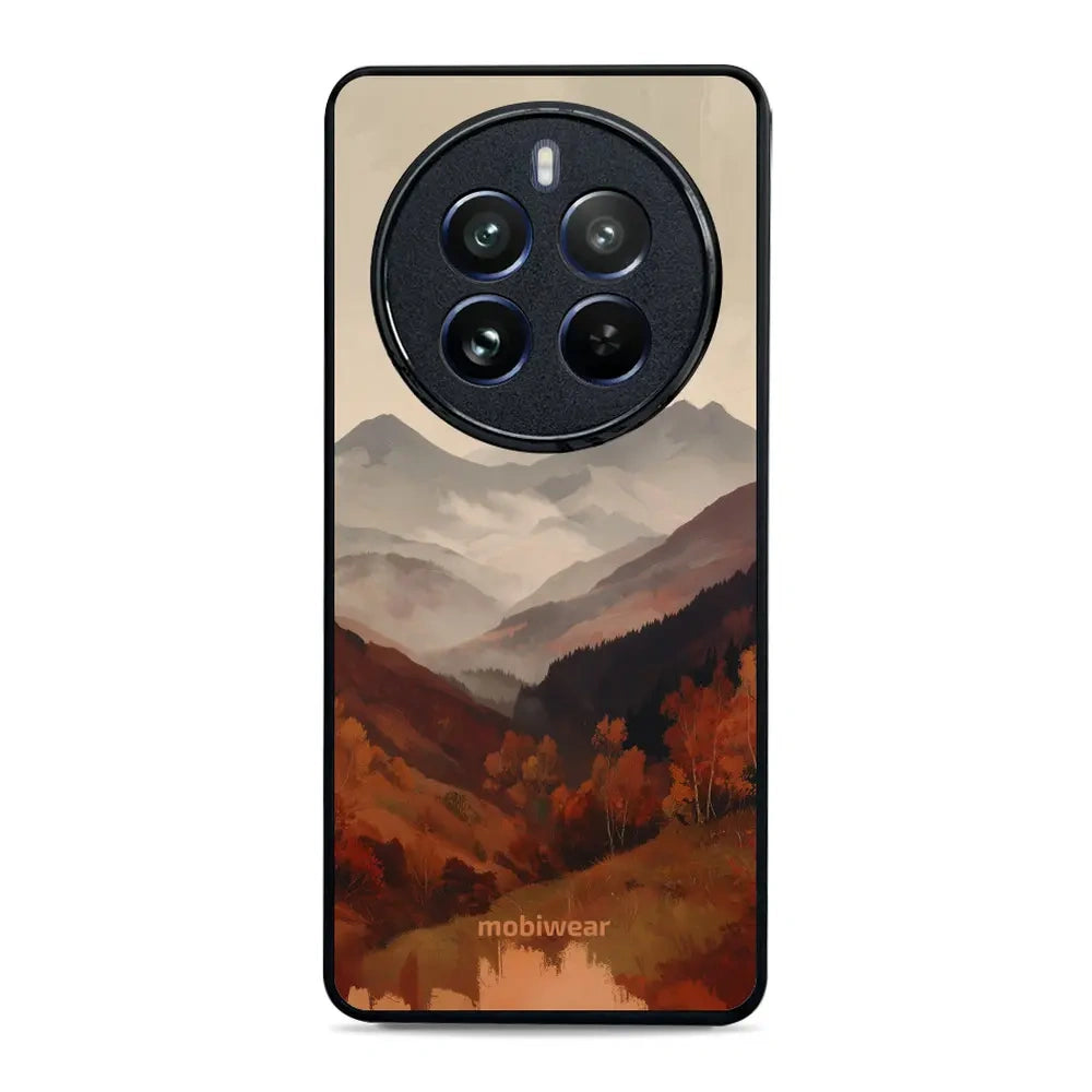 Handyhülle für realme 12 Pro, Mobiwear Glossy Case, Nebliges Tal in den Bergen