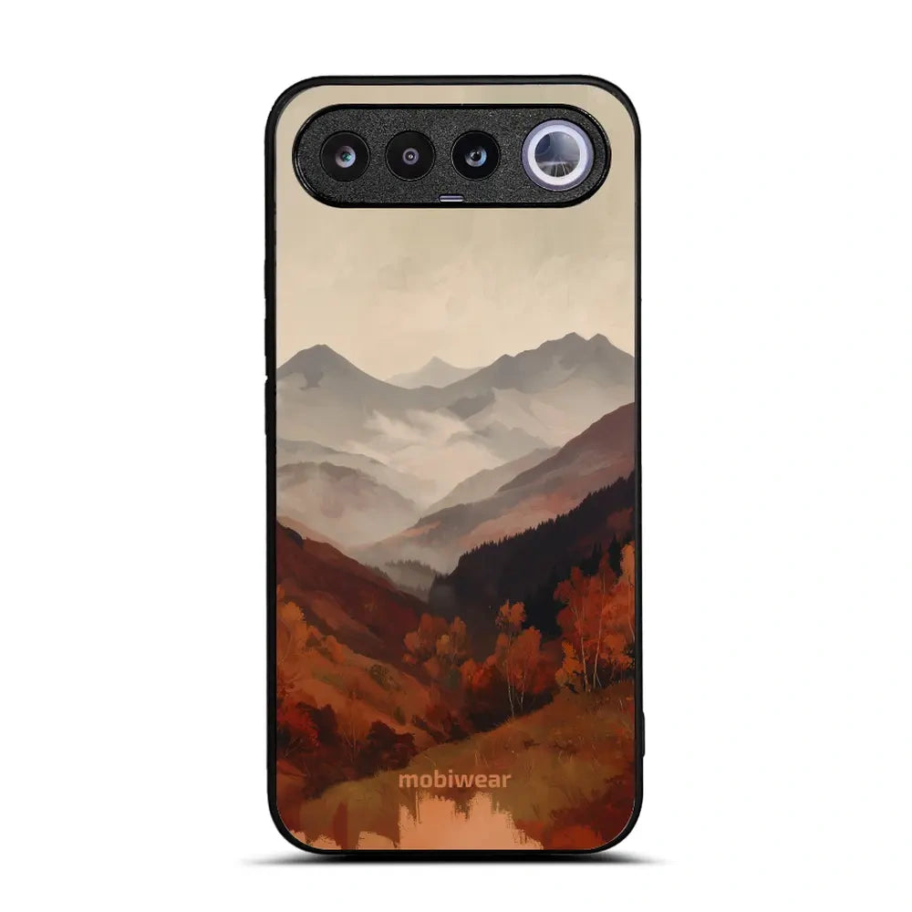 Handyhülle für realme 16 5G, Mobiwear Glossy Case, Nebliges Tal in den Bergen