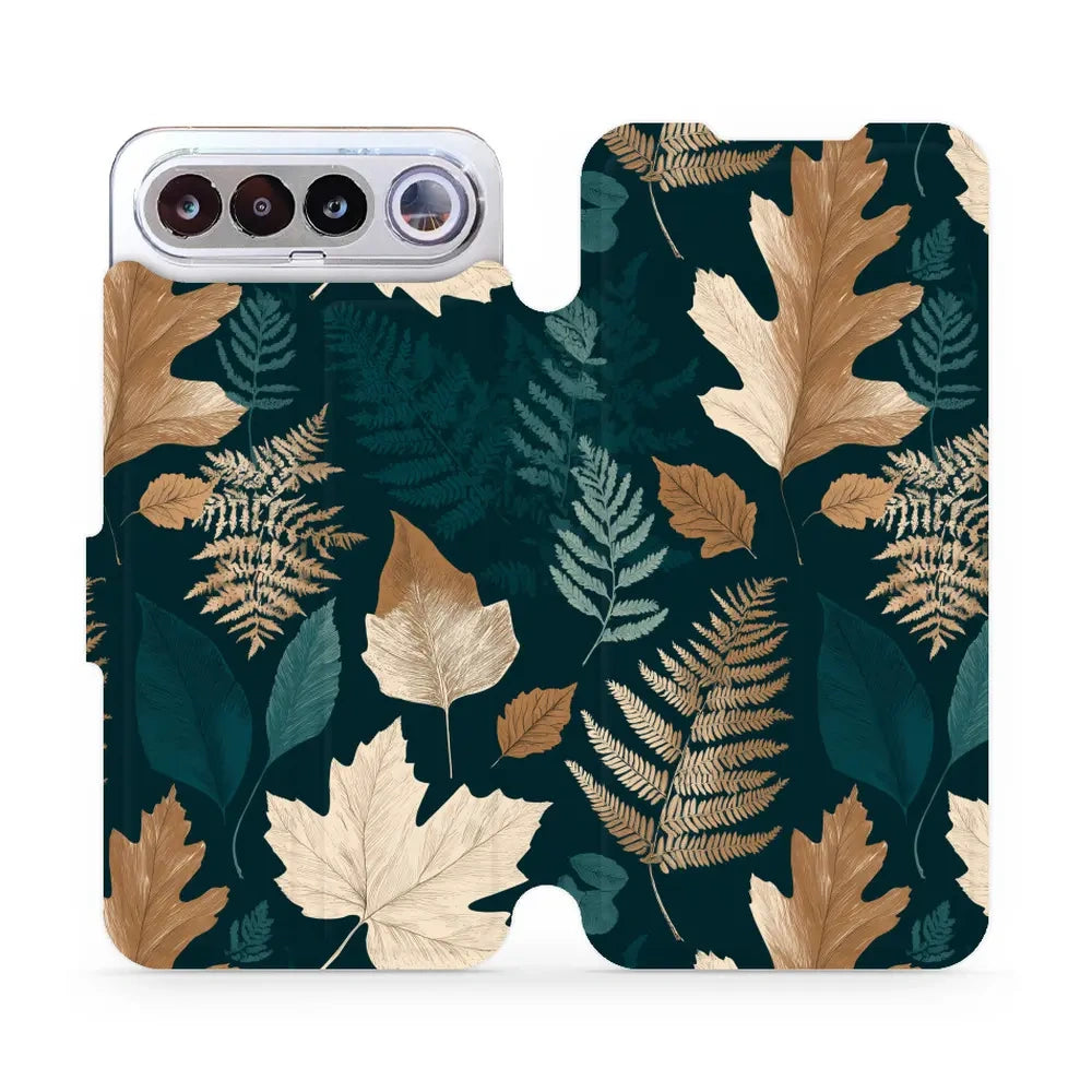 Handyhülle mit klappe für realme 16 5G, Mobiwear Book, Herbarium aus Blättern und Farnen