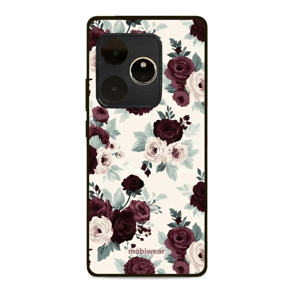 Handyhülle für realme GT 6, Mobiwear Glossy Case, Rosen mit Salbei auf Creme