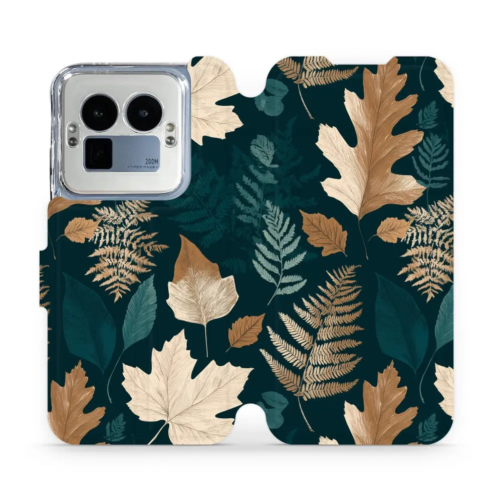 Handyhülle mit klappe für realme GT 8 Pro, Mobiwear Book, Herbarium aus Blättern und Farnen