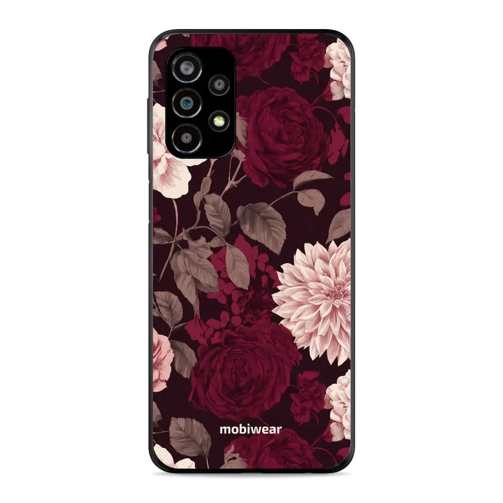 Handyhülle für Galaxy A23 5G / 4G, Mobiwear Glossy Case, Wein und Dahlien