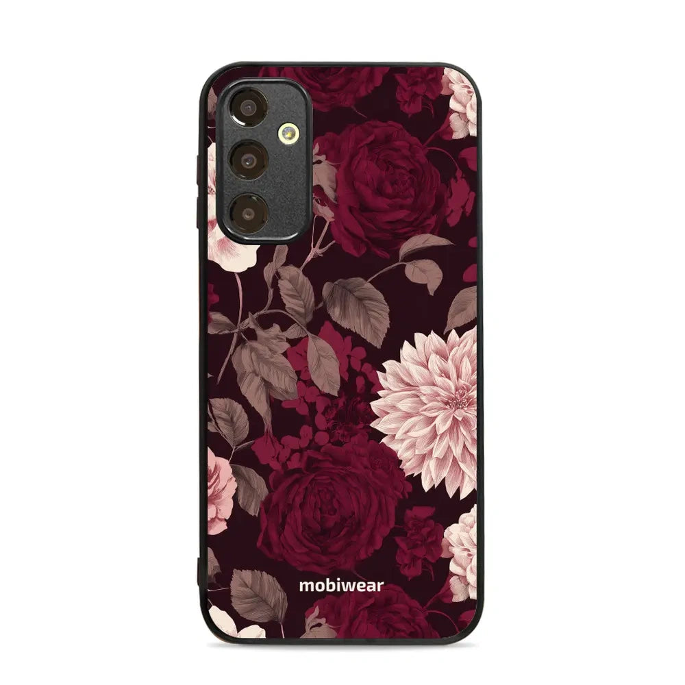 Handyhülle für Galaxy A25 5G, Mobiwear Glossy Case, Wein und Dahlien
