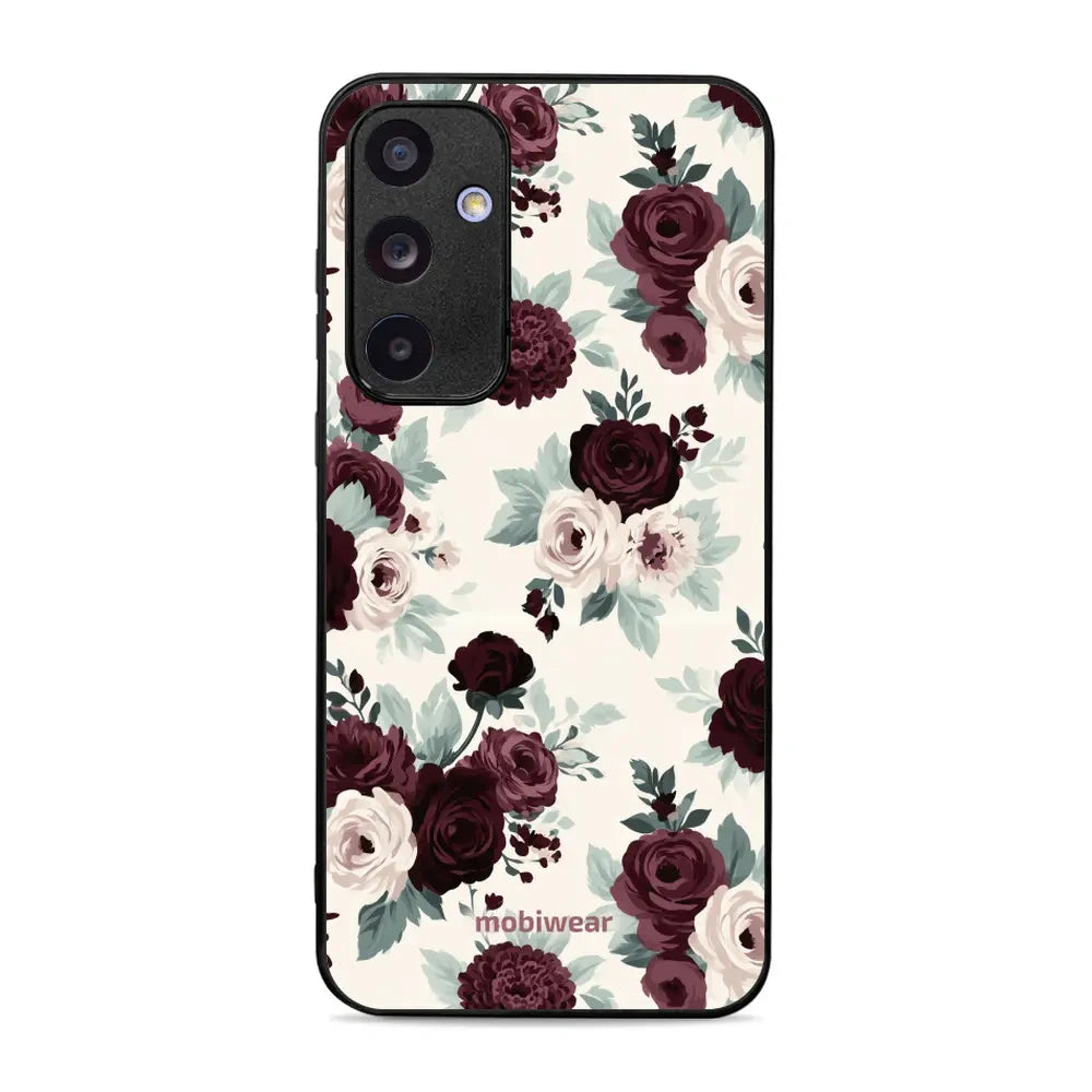 Handyhülle für Galaxy A35 5G, Mobiwear Glossy Case, Rosen mit Salbei auf Creme