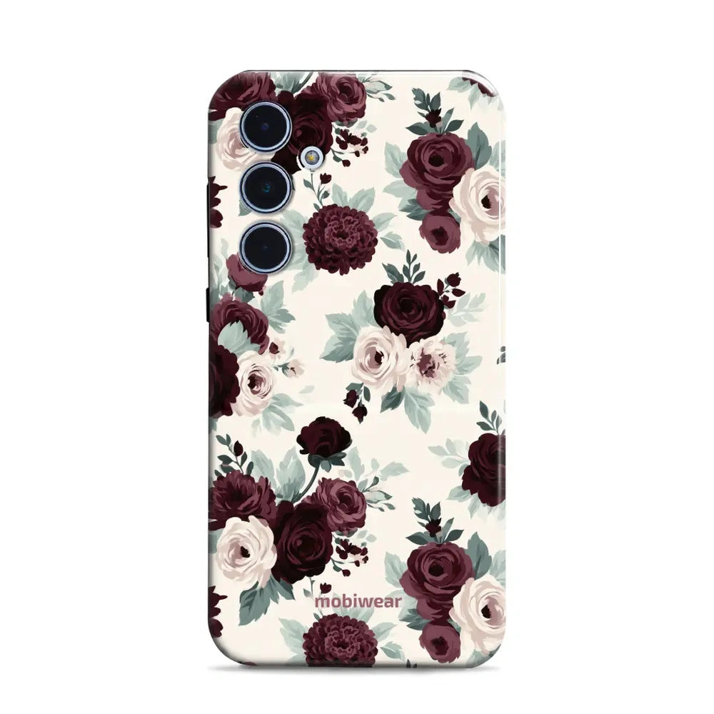 Handyhülle für Galaxy A35 5G, Mobiwear Elite Pro, Rosen mit Salbei auf Creme