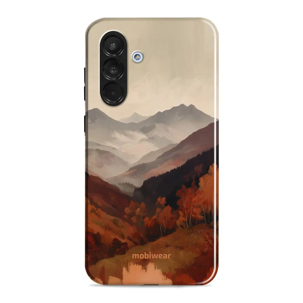 Handyhülle für Galaxy A36 5G, Mobiwear Elite Pro, Nebliges Tal in den Bergen