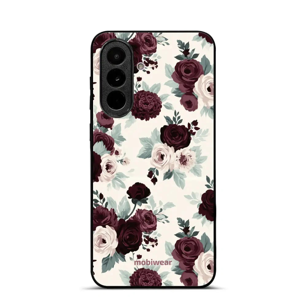 Handyhülle für Galaxy A37 5G, Mobiwear Glossy Case, Rosen mit Salbei auf Creme