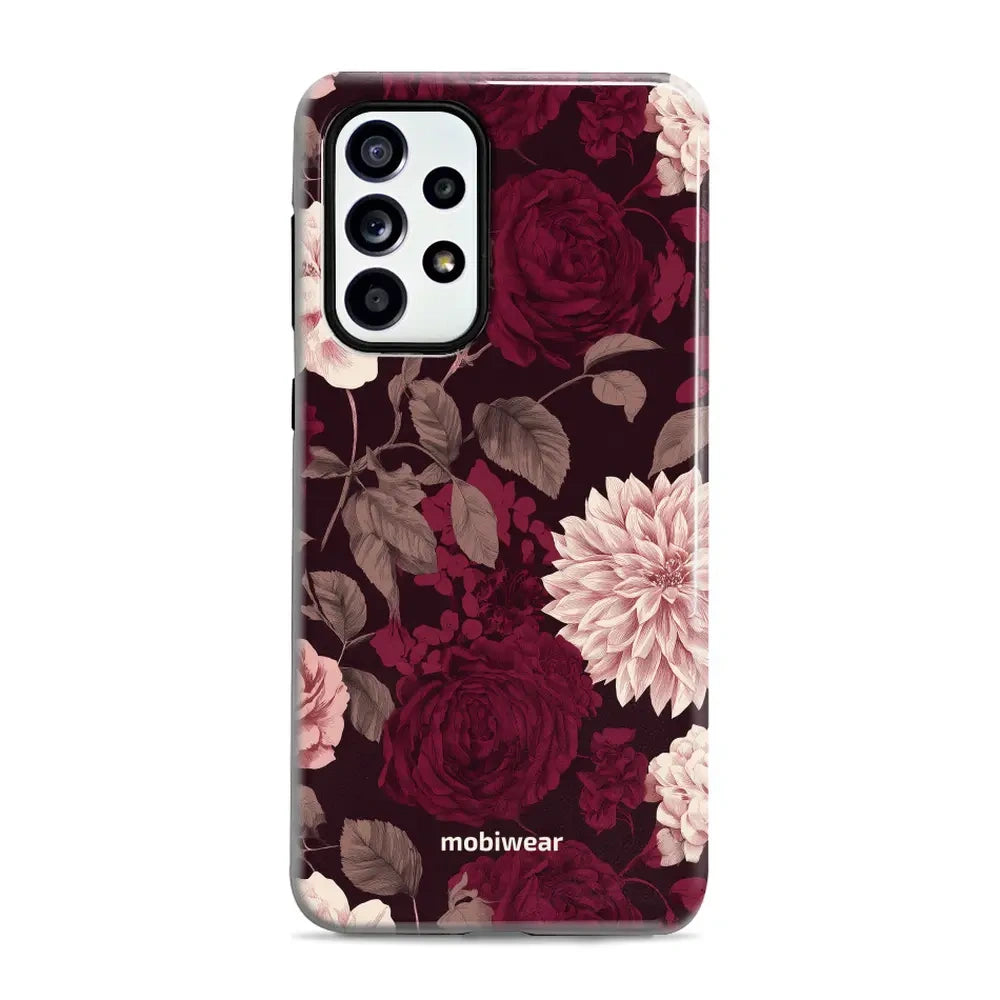 Handyhülle für Galaxy A52 5G / 4G, Mobiwear Elite Pro, Wein und Dahlien