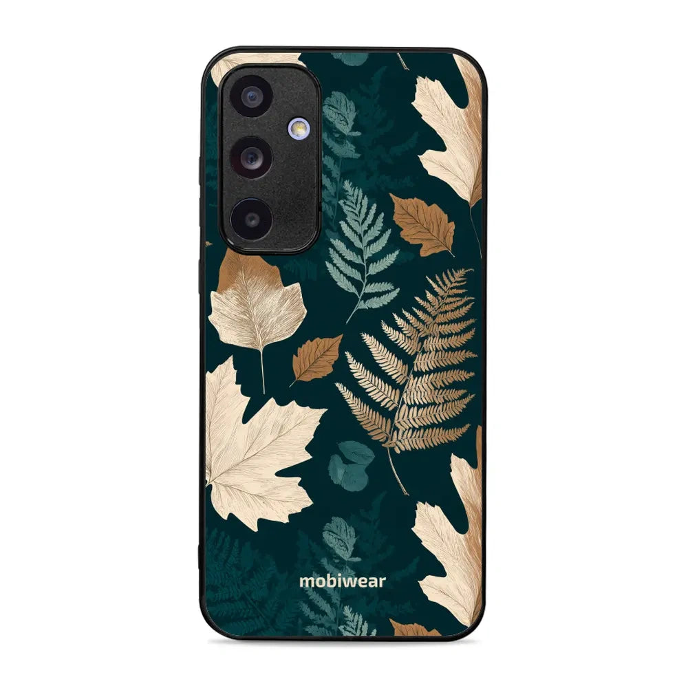 Handyhülle für Galaxy A55 5G, Mobiwear Glossy Case, Herbarium aus Blättern und Farnen
