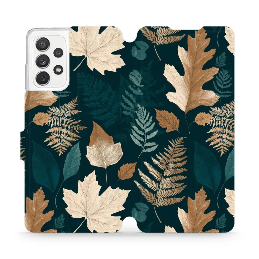 Handyhülle mit klappe für Galaxy A72, Mobiwear Book, Herbarium aus Blättern und Farnen
