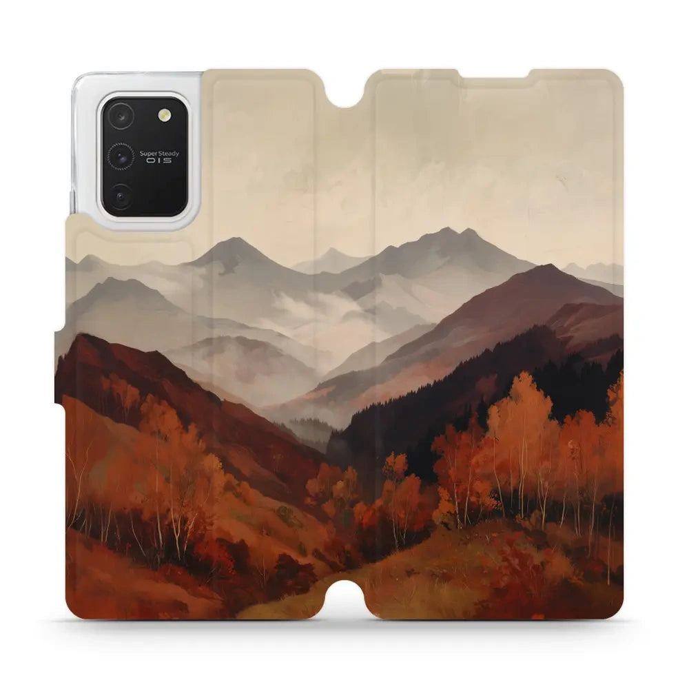 Handyhülle mit klappe für Galaxy S10 Lite, Mobiwear Book, Nebliges Tal in den Bergen