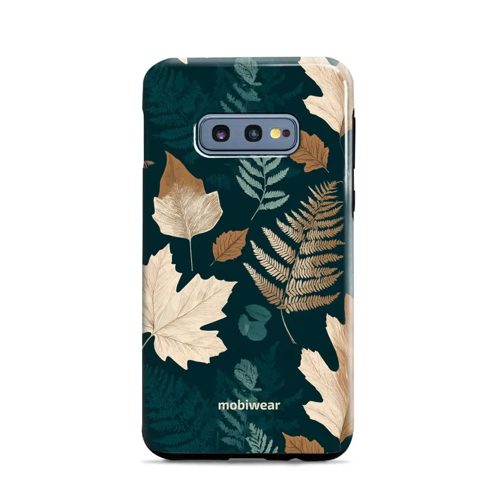 Handyhülle für Galaxy S10e, Mobiwear Elite Pro, Herbarium aus Blättern und Farnen