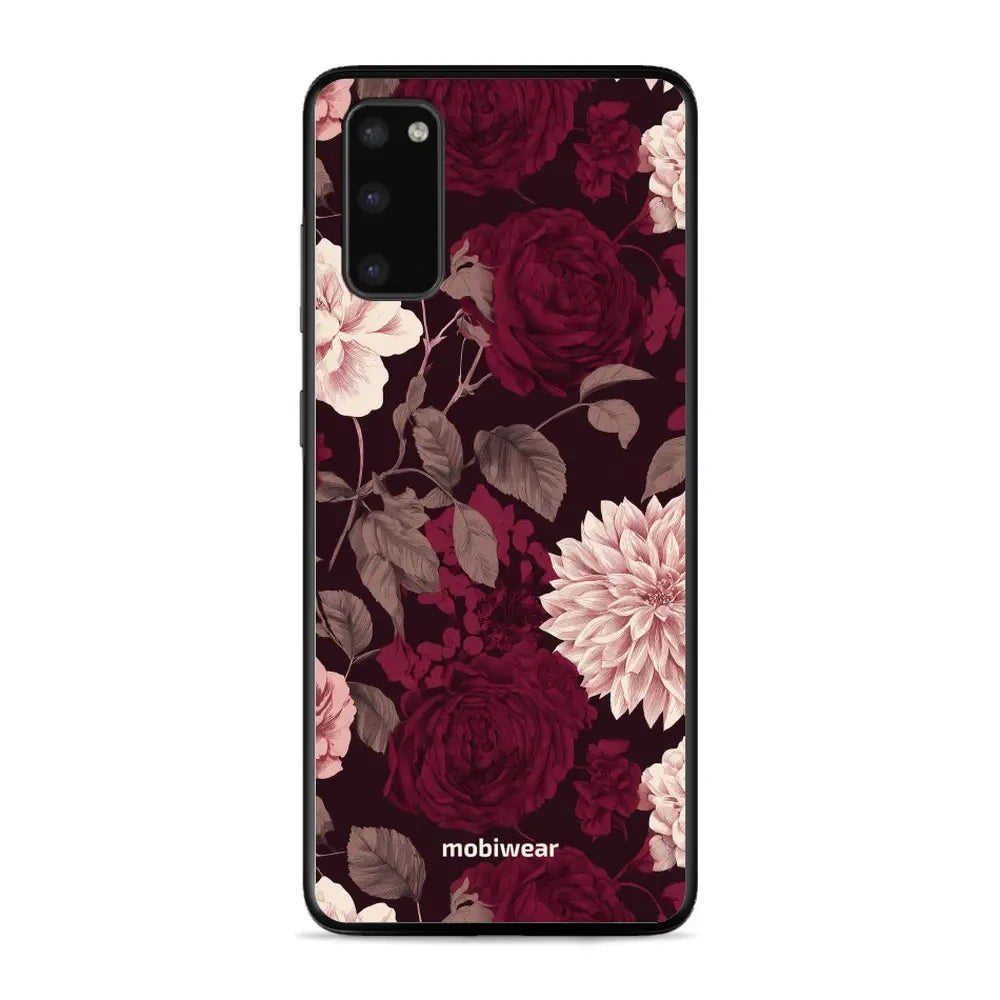 Handyhülle für Galaxy S20, Mobiwear Glossy Case, Wein und Dahlien