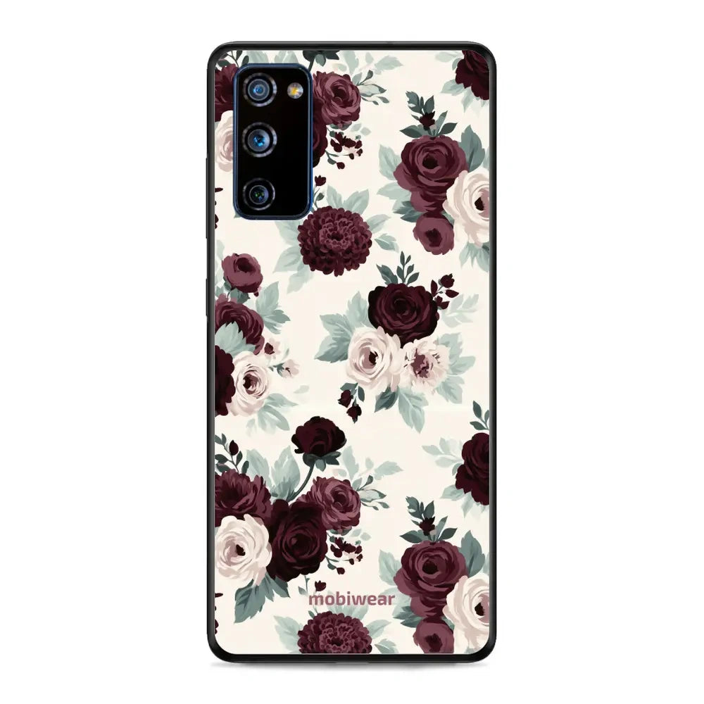 Handyhülle für Galaxy S20 FE 5G / 4G, Mobiwear Glossy Case, Rosen mit Salbei auf Creme