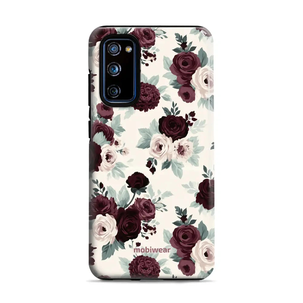 Handyhülle für Galaxy S20 FE 5G / 4G, Mobiwear Elite Pro, Rosen mit Salbei auf Creme