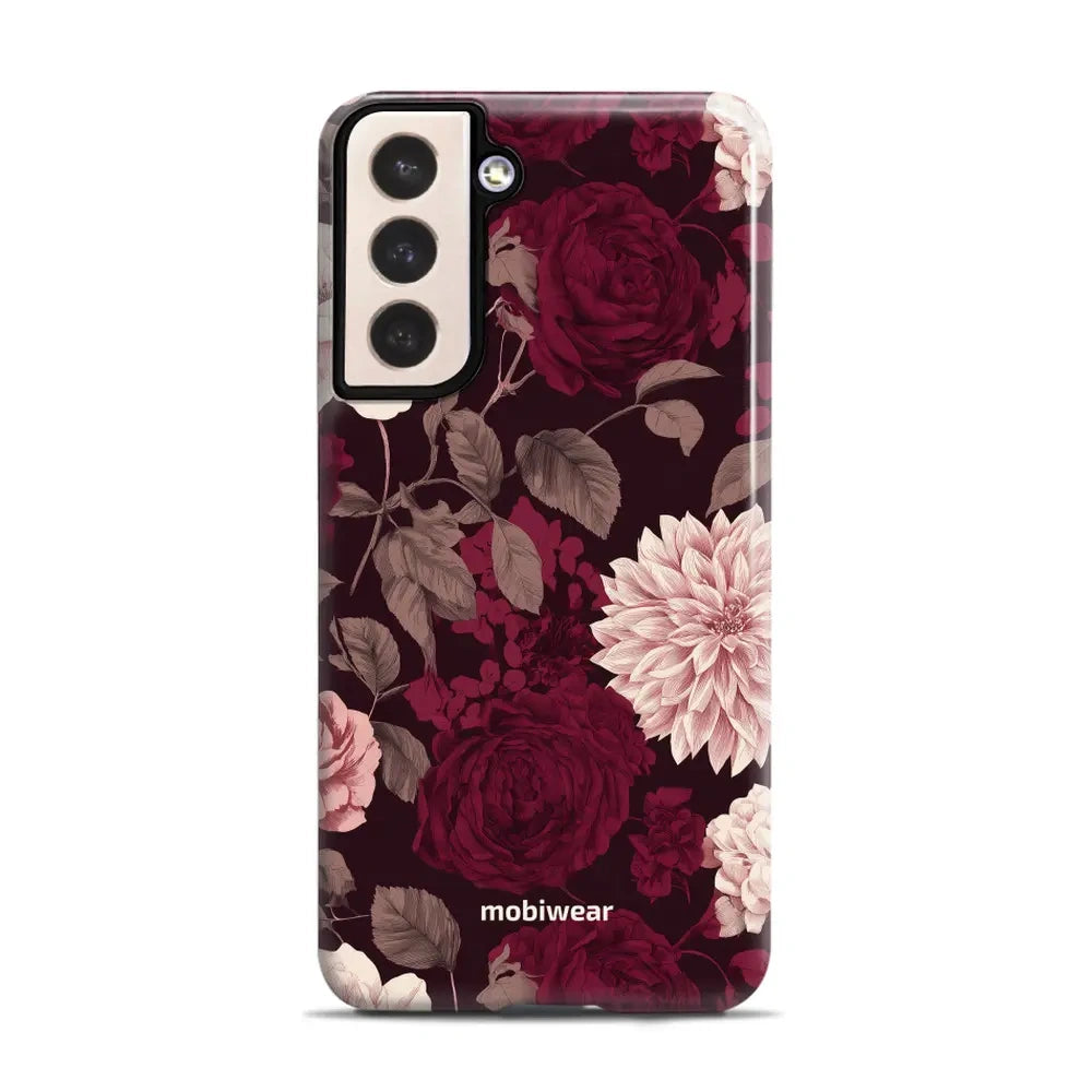 Handyhülle für Galaxy S21 Plus 5G, Mobiwear Elite Pro, Wein und Dahlien