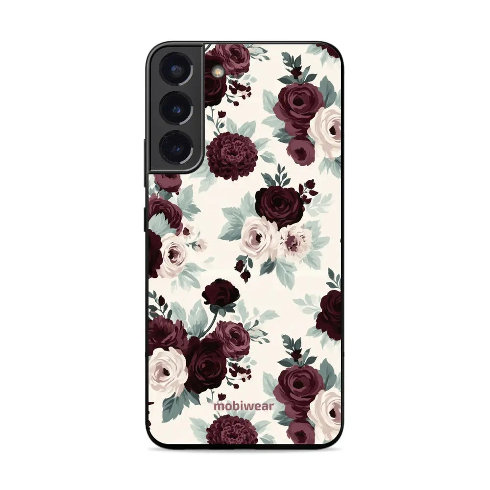 Handyhülle für Galaxy S22 Plus 5G, Mobiwear Glossy Case, Rosen mit Salbei auf Creme
