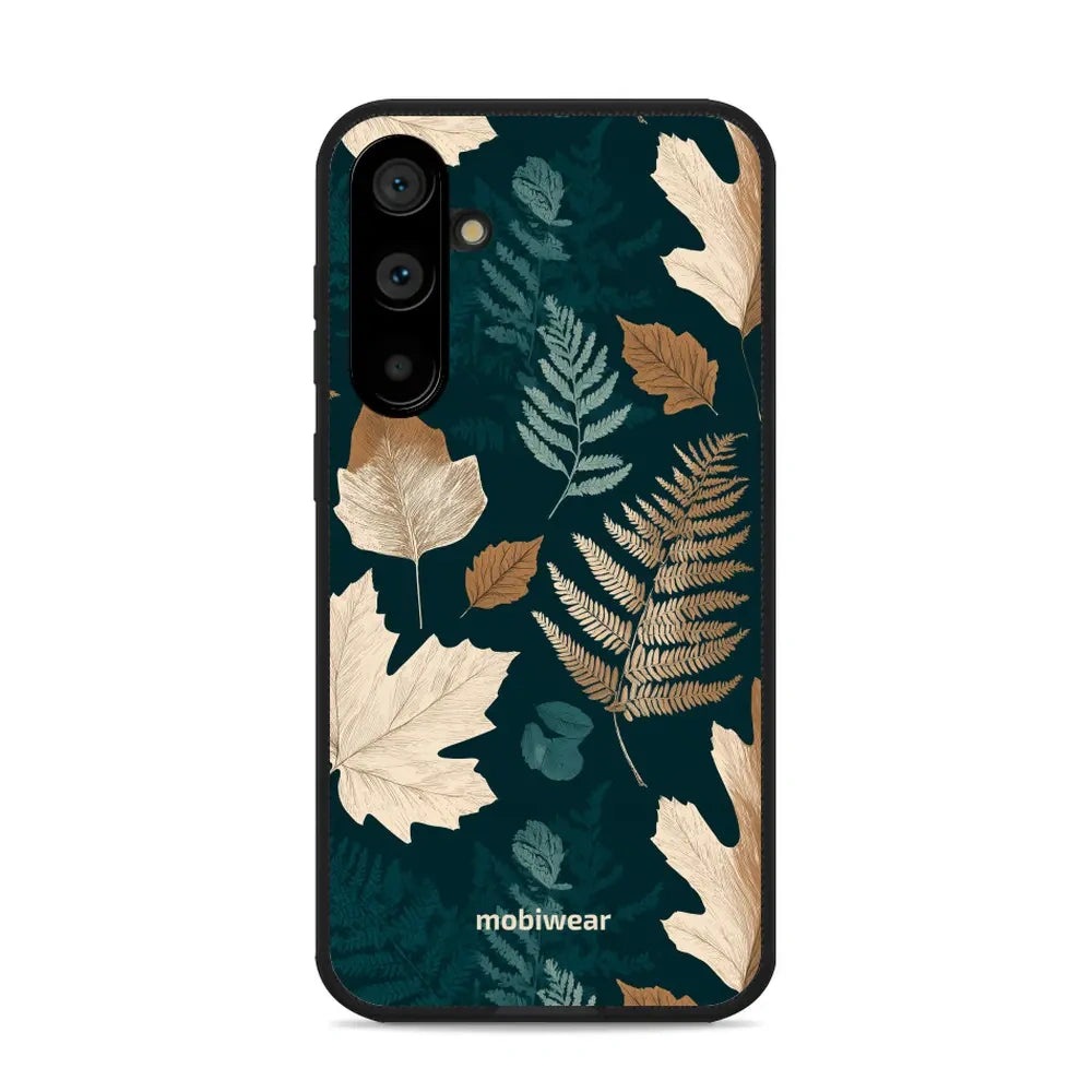 Handyhülle für Galaxy S23 FE, Mobiwear Glossy Case, Herbarium aus Blättern und Farnen