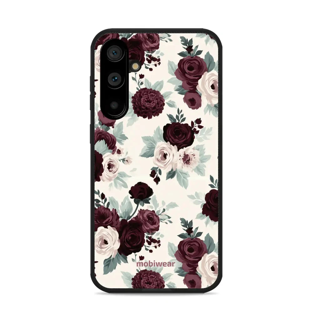 Handyhülle für Galaxy S23 FE, Mobiwear Glossy Case, Rosen mit Salbei auf Creme