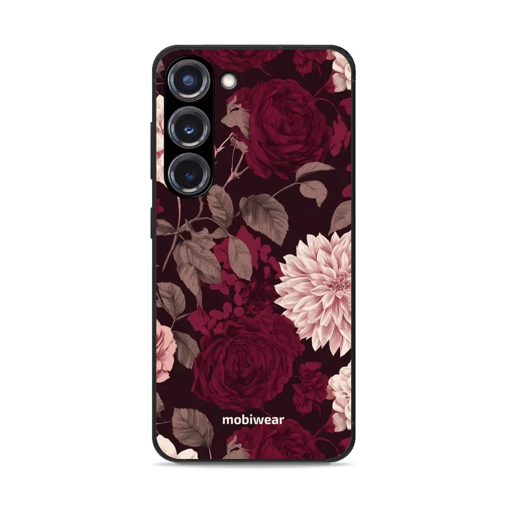 Handyhülle für Galaxy S23 Plus, Mobiwear Glossy Case, Wein und Dahlien