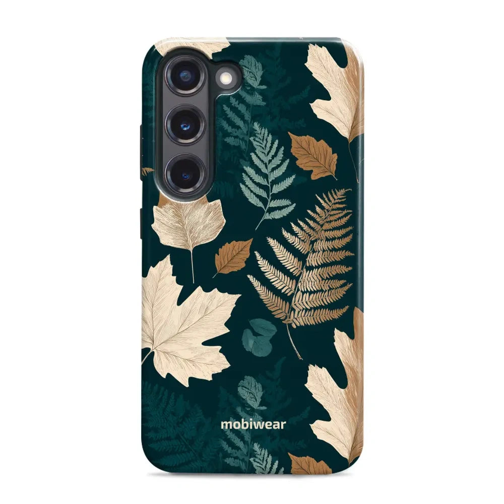 Handyhülle für Galaxy S23 Plus, Mobiwear Elite Pro, Herbarium aus Blättern und Farnen