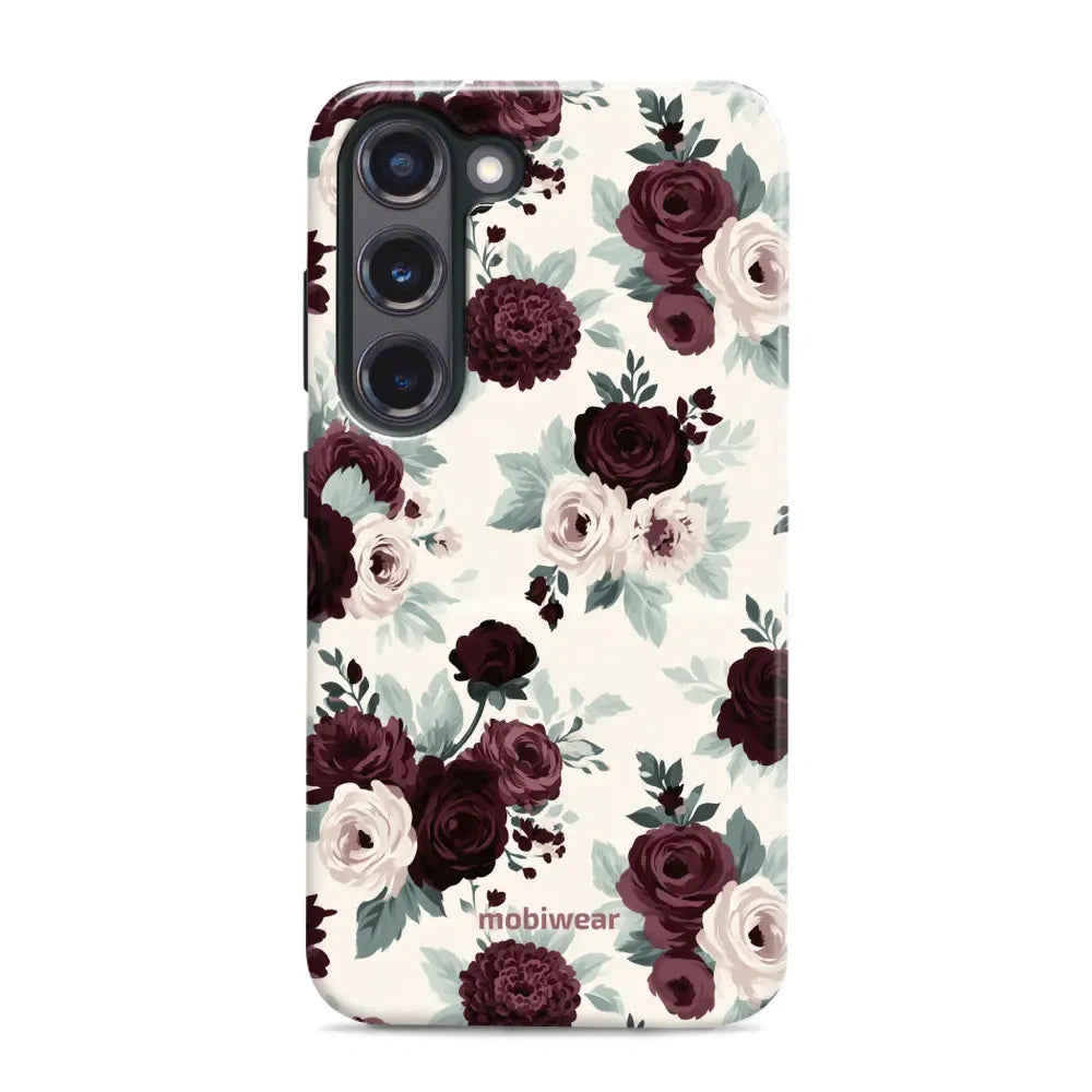 Handyhülle für Galaxy S23 Plus, Mobiwear Elite Pro, Rosen mit Salbei auf Creme