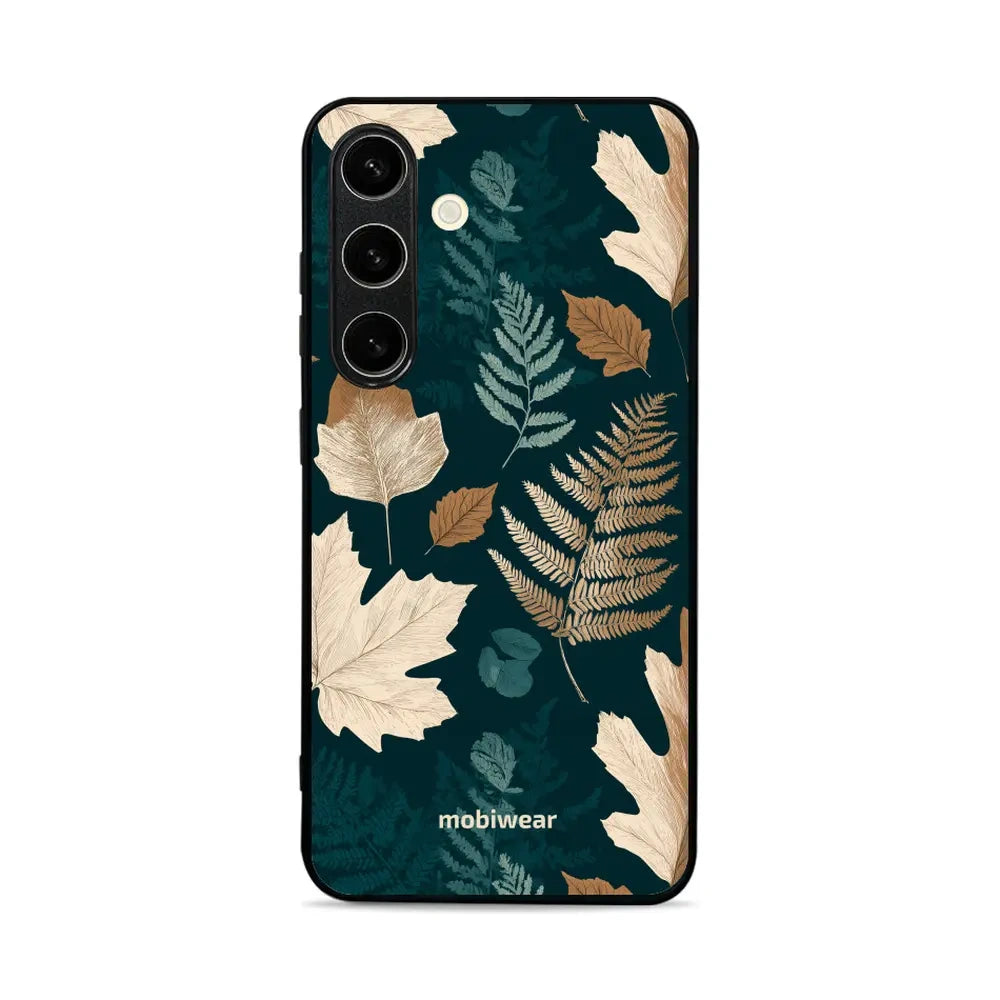 Handyhülle für Galaxy S24, Mobiwear Glossy Case, Herbarium aus Blättern und Farnen