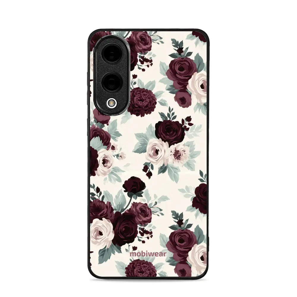 Handyhülle für Galaxy S25 Edge, Mobiwear Glossy Case, Rosen mit Salbei auf Creme