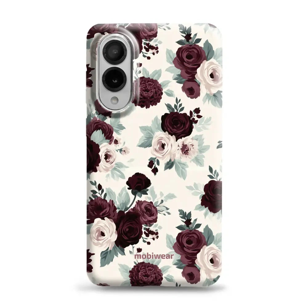 Handyhülle für Galaxy S25 Edge, Mobiwear Elite Pro, Rosen mit Salbei auf Creme