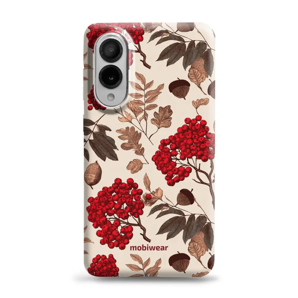 Handyhülle für Galaxy S25 Edge, Mobiwear Elite Pro, Vogelbeeren auf Ecru