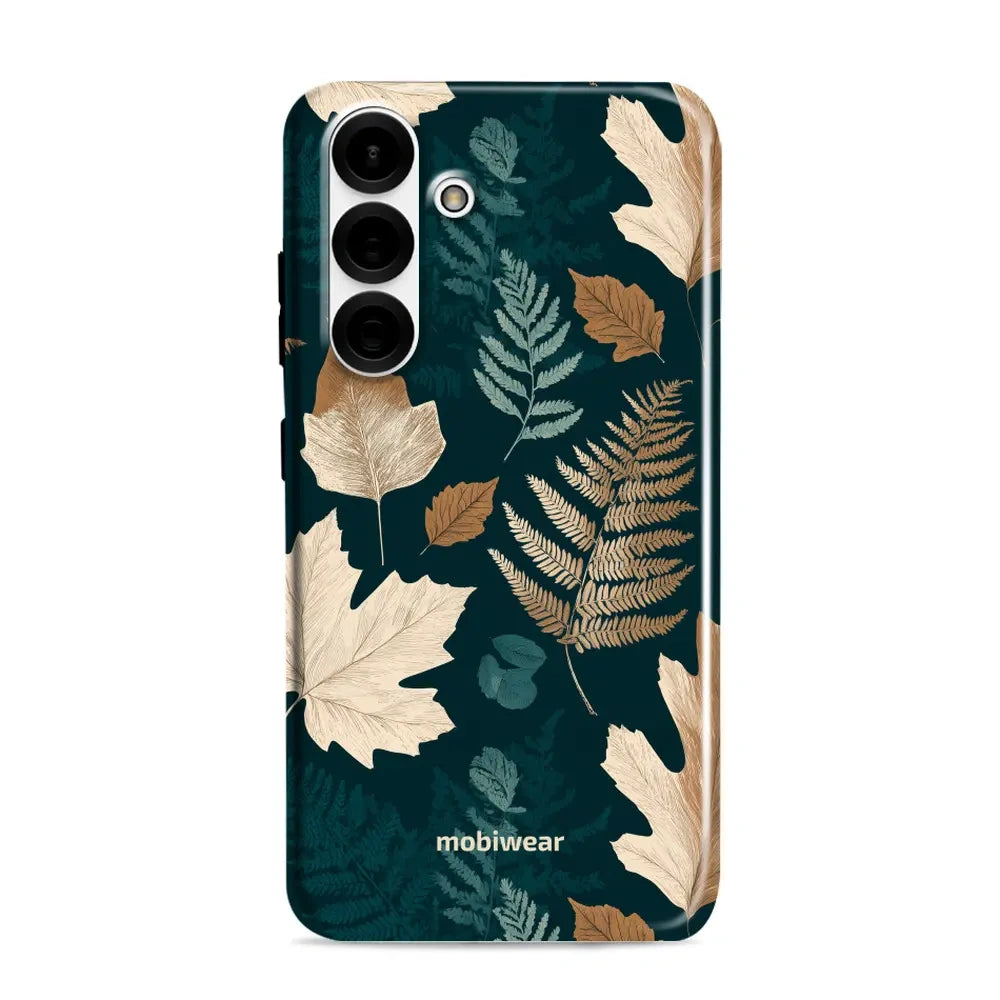 Handyhülle für Galaxy S25 Plus mit MagSafe, Mobiwear Elite Pro, Herbarium aus Blättern und Farnen
