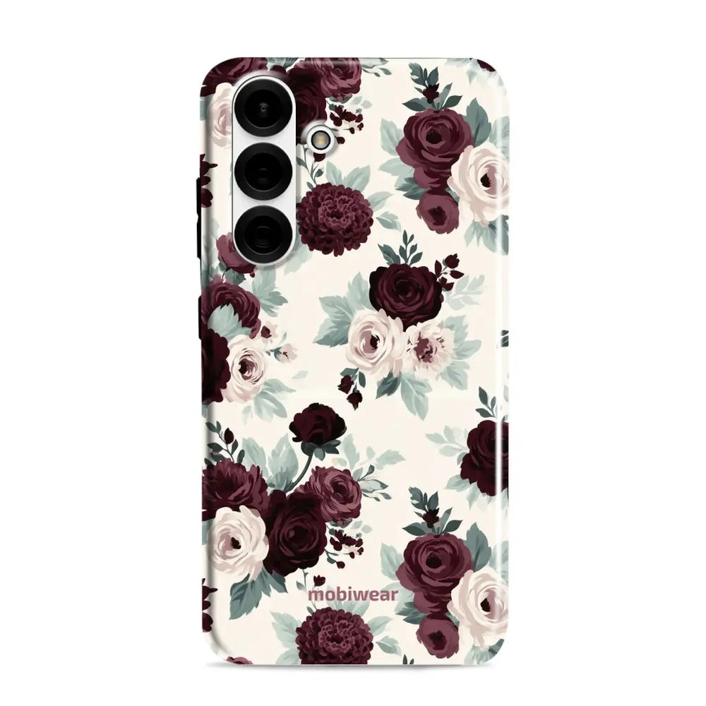 Handyhülle für Galaxy S25 Plus mit MagSafe, Mobiwear Elite Pro, Rosen mit Salbei auf Creme