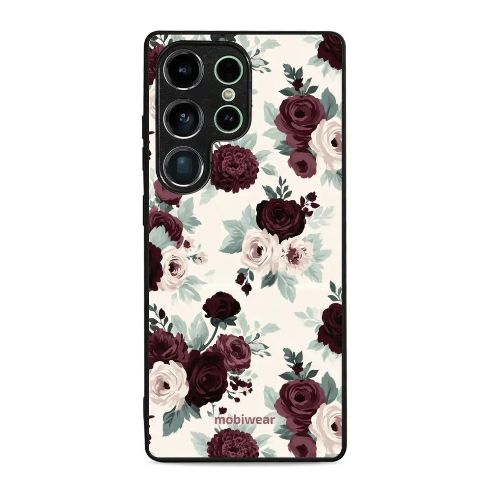 Handyhülle für Galaxy S25 Ultra, Mobiwear Glossy Case, Rosen mit Salbei auf Creme