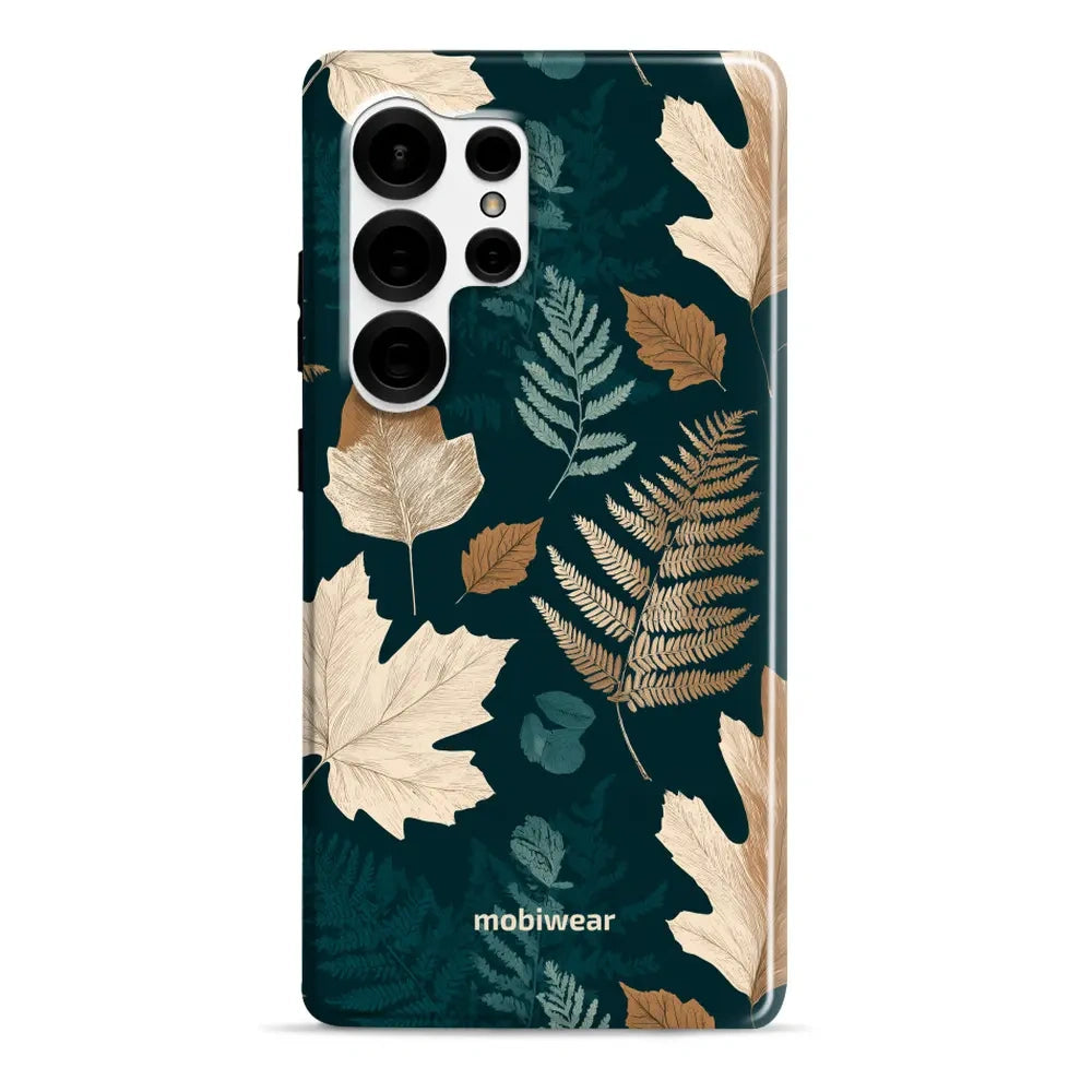 Handyhülle für Galaxy S25 Ultra mit MagSafe, Mobiwear Elite Pro, Herbarium aus Blättern und Farnen