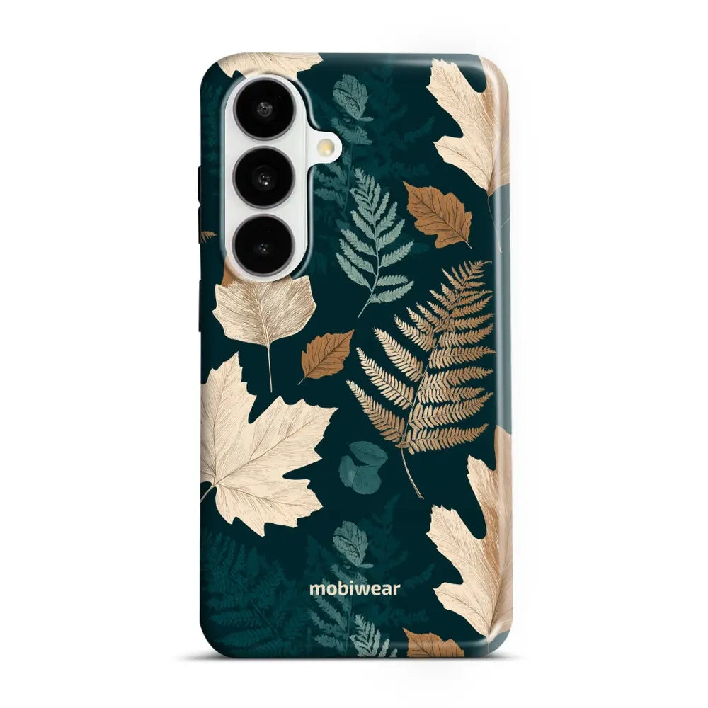 Handyhülle für Galaxy S26 mit MagSafe, Mobiwear Elite Pro, Herbarium aus Blättern und Farnen