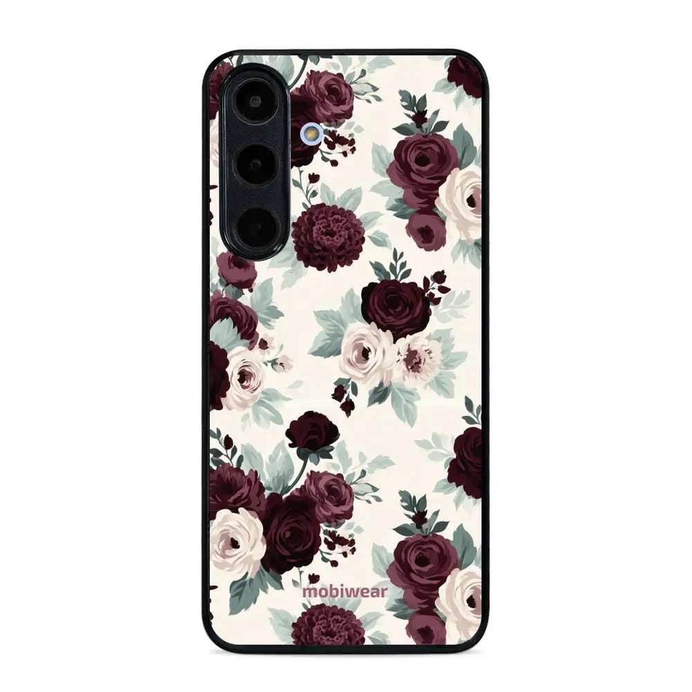 Handyhülle für Galaxy S26 FE, Mobiwear Glossy Case, Rosen mit Salbei auf Creme