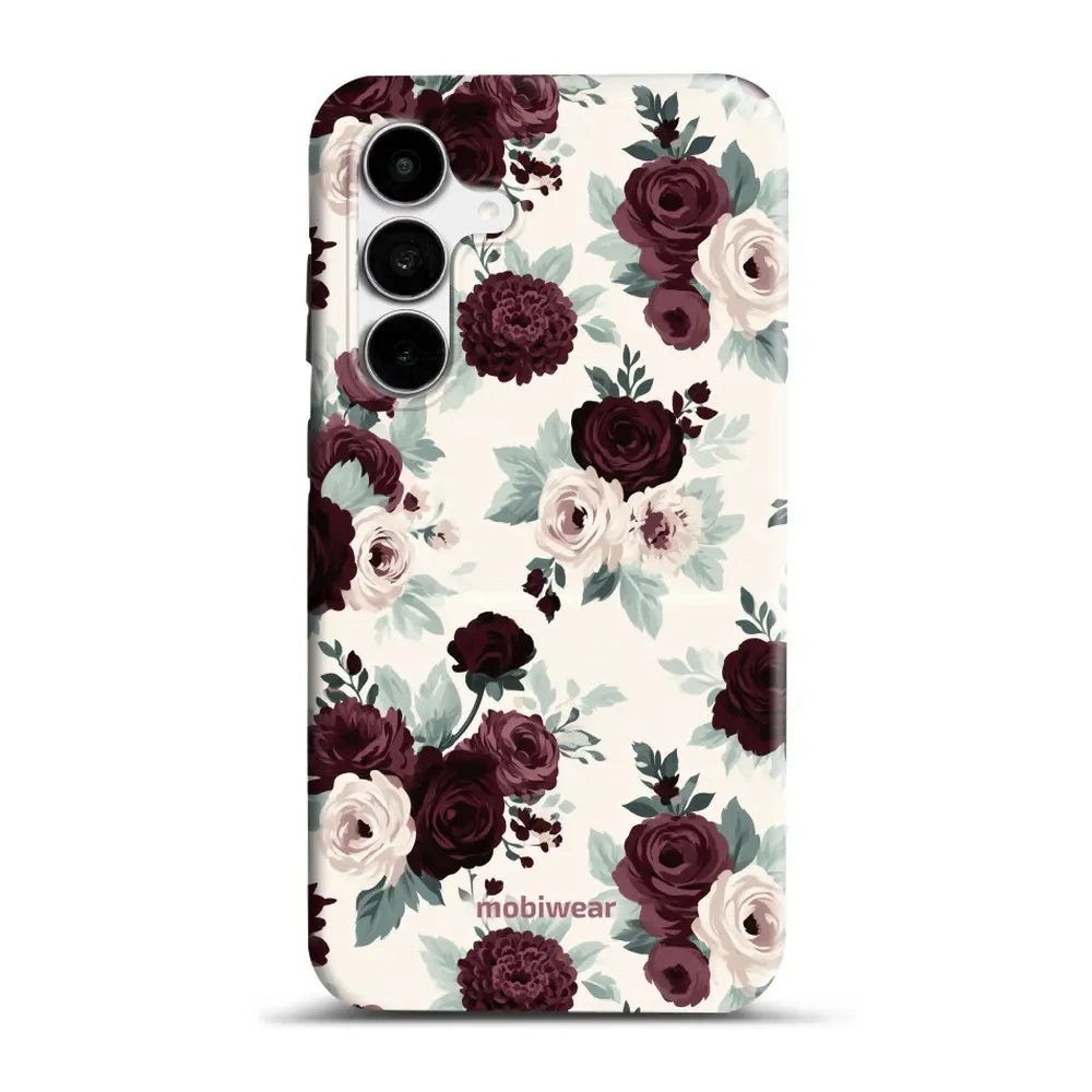 Handyhülle für Galaxy S26 FE mit MagSafe, Mobiwear Elite Pro, Rosen mit Salbei auf Creme
