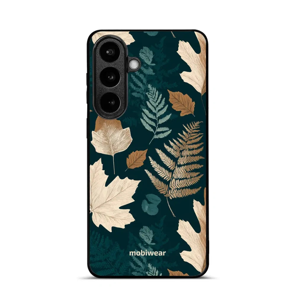 Handyhülle für Galaxy S26 Plus, Mobiwear Glossy Case, Herbarium aus Blättern und Farnen