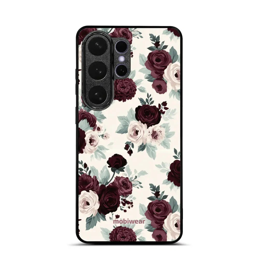 Handyhülle für Galaxy S26 Ultra, Mobiwear Glossy Case, Rosen mit Salbei auf Creme