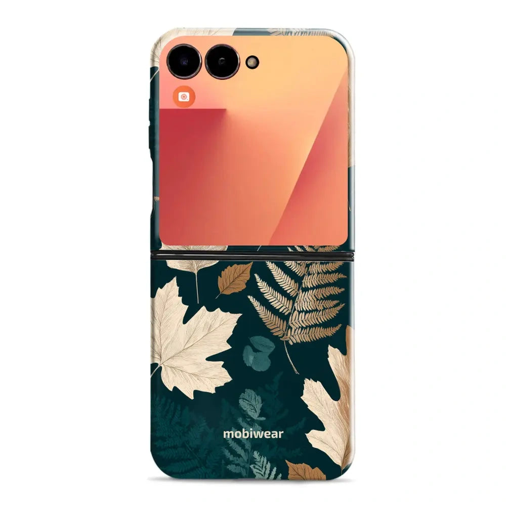 Handyhülle für Galaxy Z Flip7, Mobiwear Elite Pro, Herbarium aus Blättern und Farnen