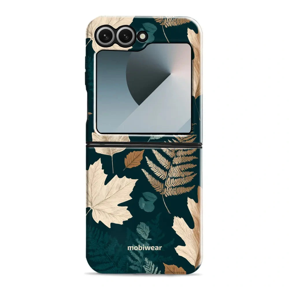 Handyhülle für Galaxy Z Flip7 FE, Mobiwear Elite Pro, Herbarium aus Blättern und Farnen