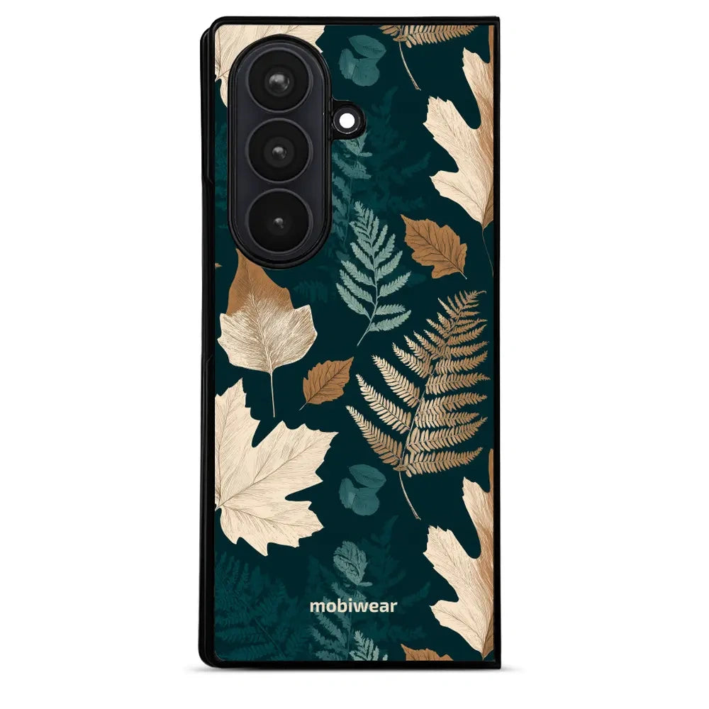 Handyhülle für Galaxy Z Fold8 Ultra, Mobiwear Glossy Case, Herbarium aus Blättern und Farnen