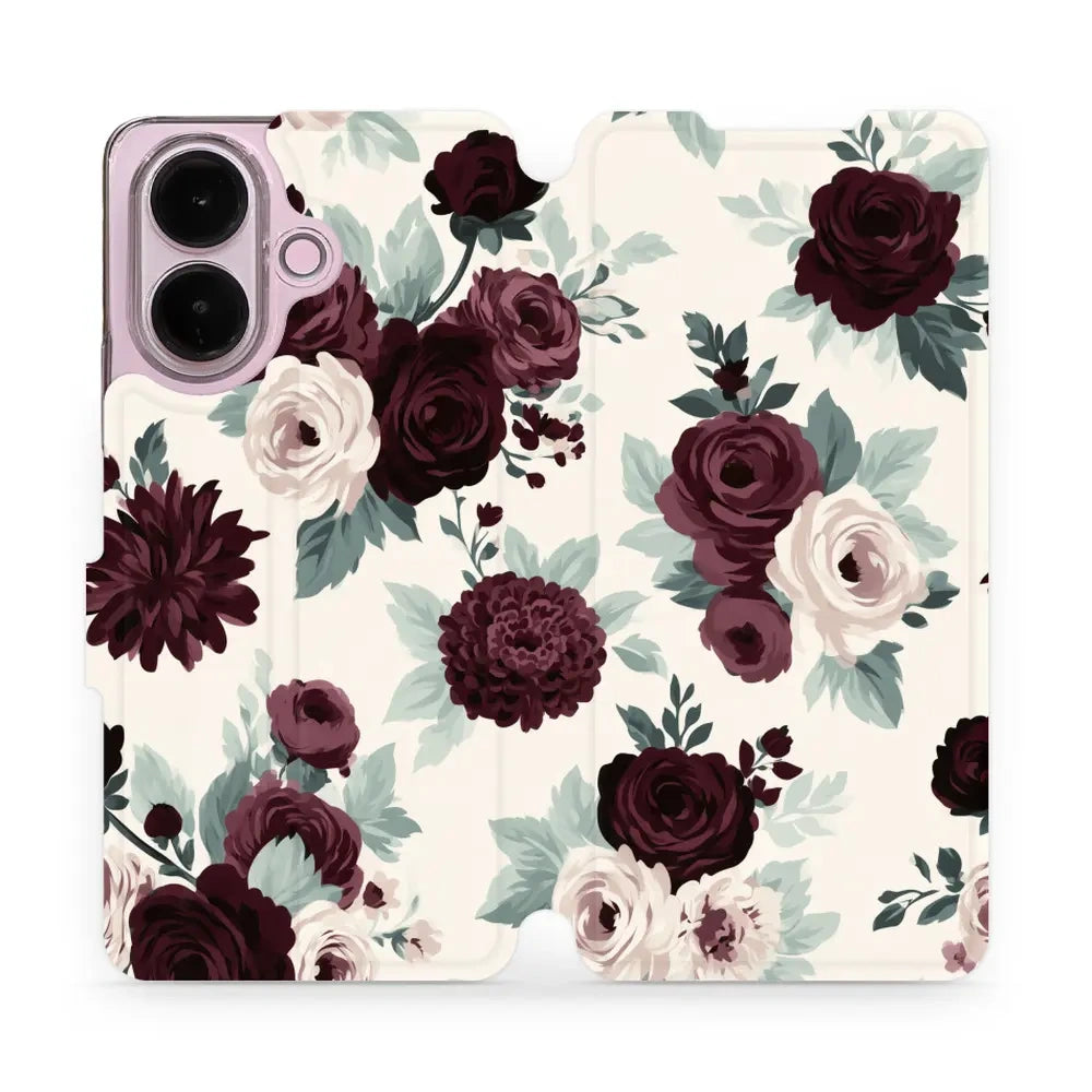 Handyhülle mit klappe für vivo V60 Lite 5G, Mobiwear Book, Rosen mit Salbei auf Creme