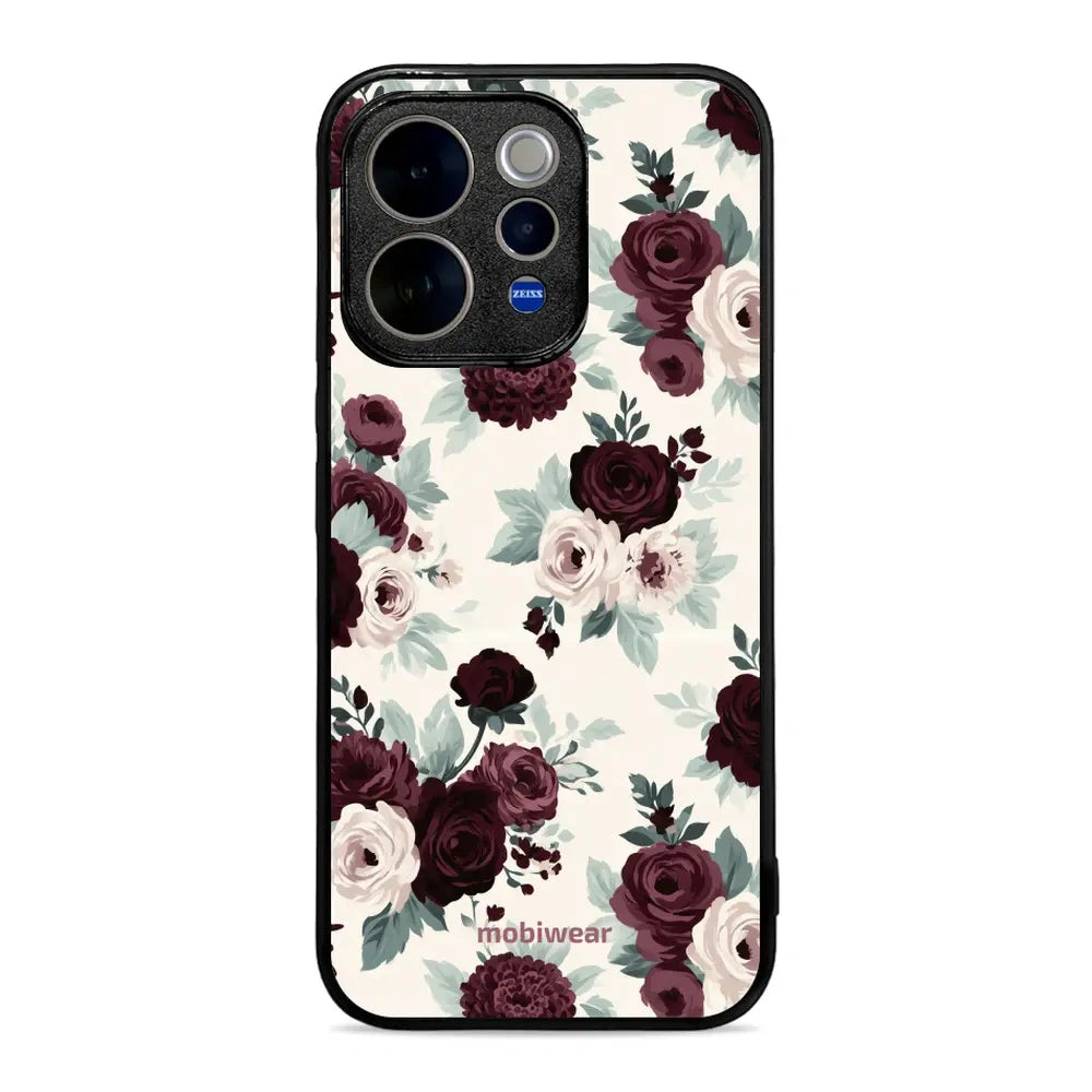 Handyhülle für vivo V70 5G, Mobiwear Glossy Case, Rosen mit Salbei auf Creme