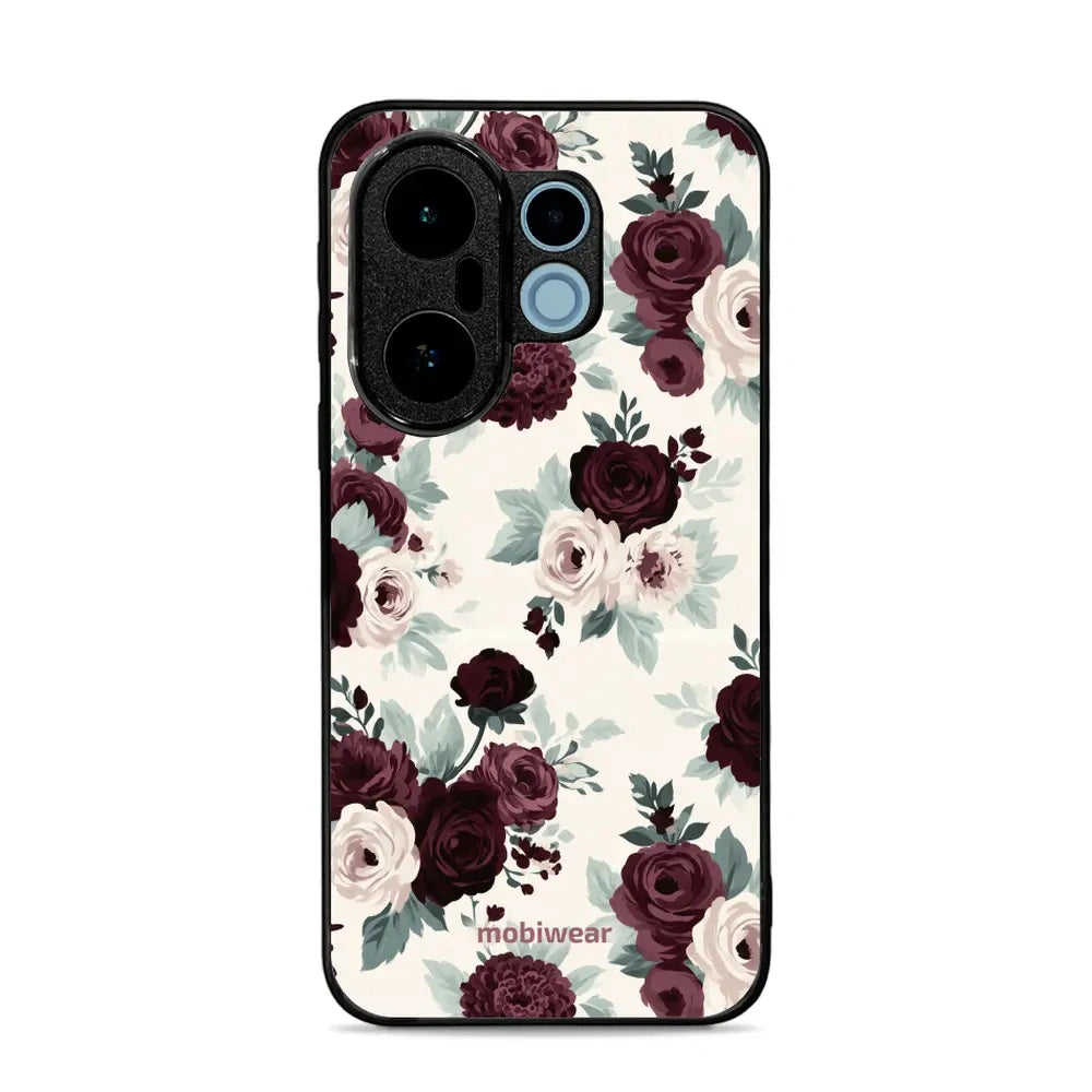Handyhülle für vivo X200 FE, Mobiwear Glossy Case, Rosen mit Salbei auf Creme