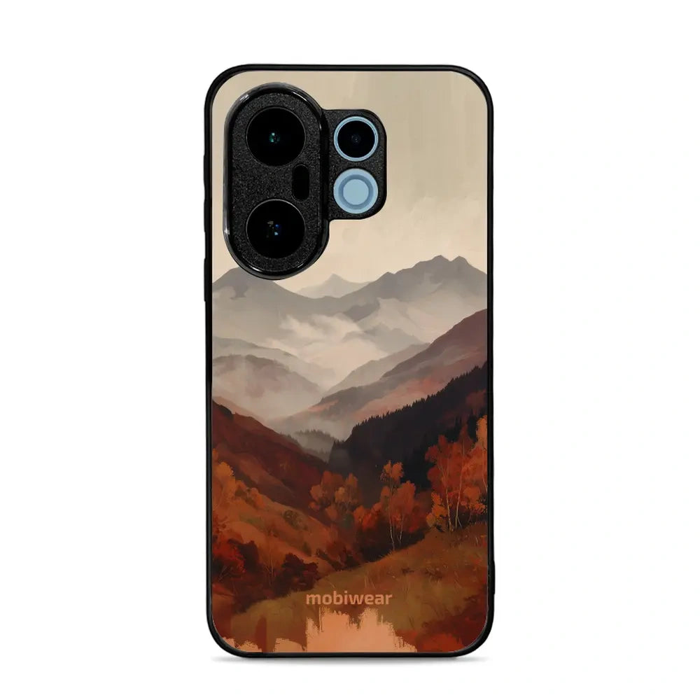 Handyhülle für vivo X200 FE, Mobiwear Glossy Case, Nebliges Tal in den Bergen