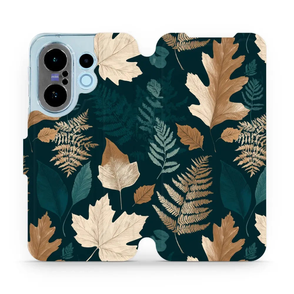 Handyhülle mit klappe für vivo X200 FE, Mobiwear Book, Herbarium aus Blättern und Farnen