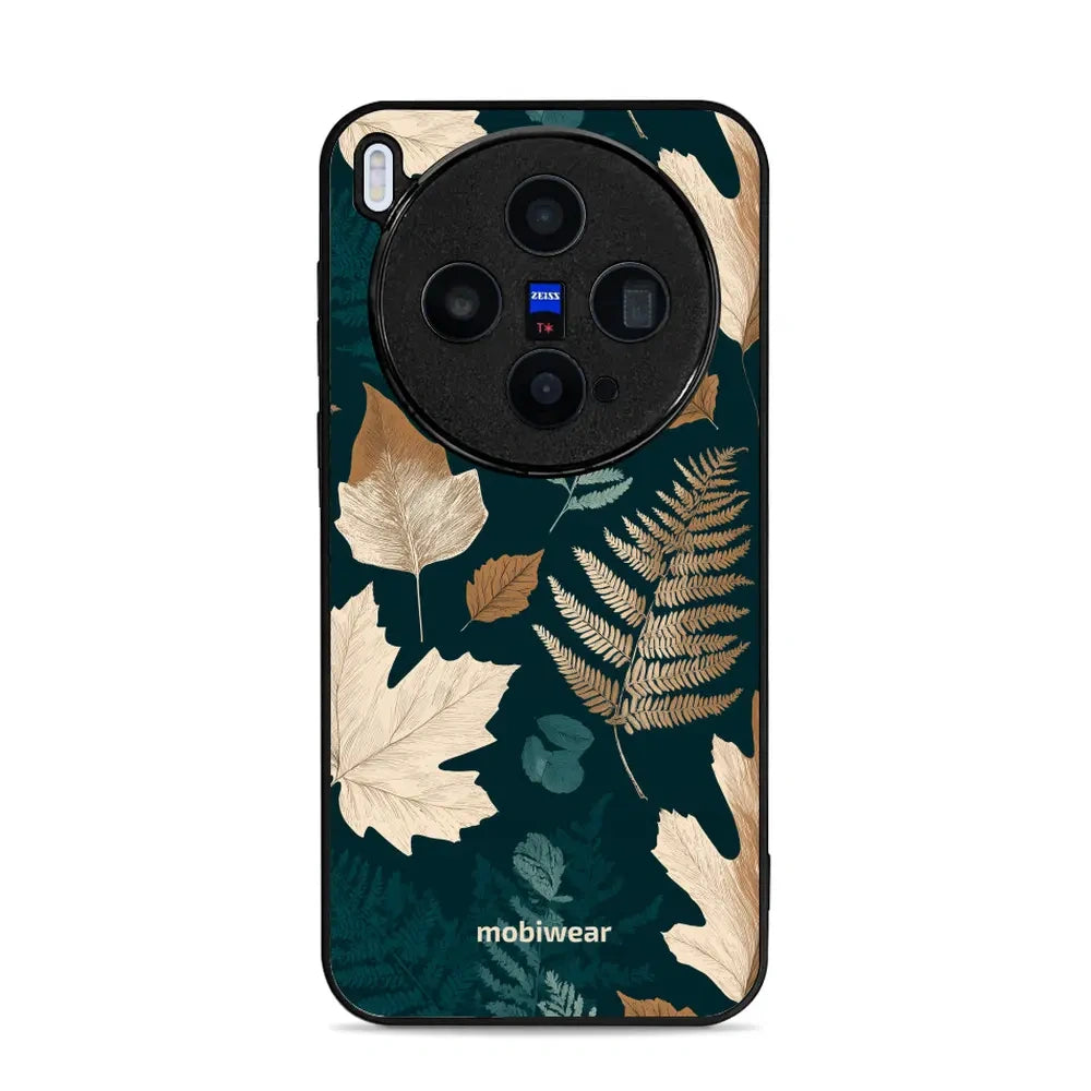 Handyhülle für vivo X300, Mobiwear Glossy Case, Herbarium aus Blättern und Farnen
